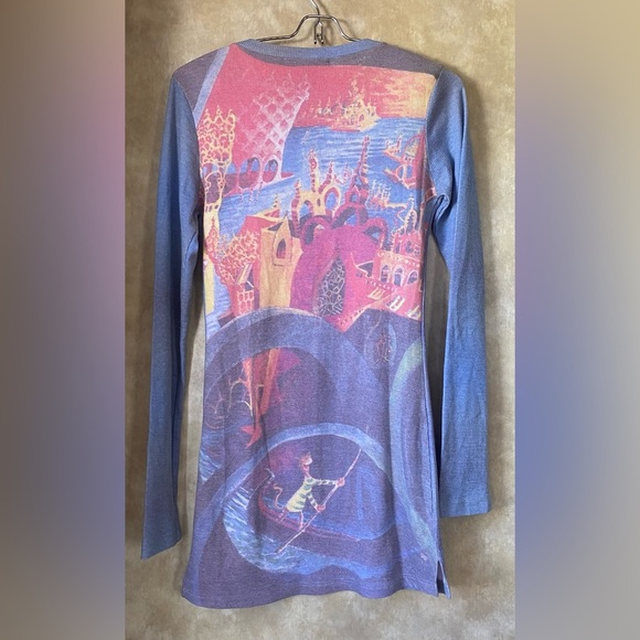 The Secret Art of Dr.Seuss Blue Ombre Long Sleeve Henley Dress Printed Graphic - Picture 2 of 7
